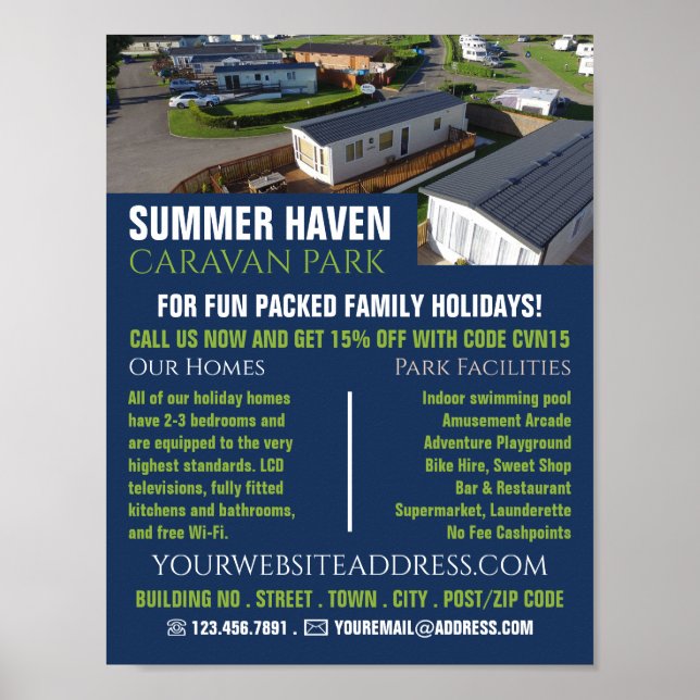 Caravan Park, Holiday Park Advertising Poster (Front)