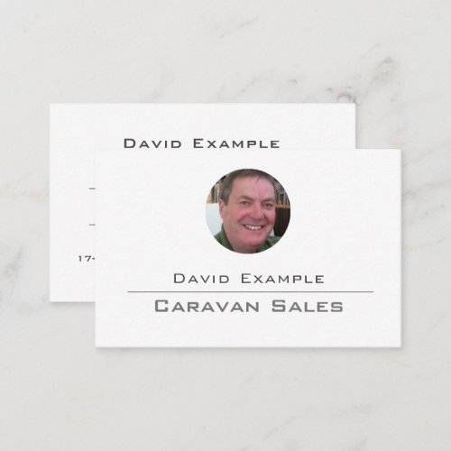Caravan Sales Person with Photo of Holder Business Card