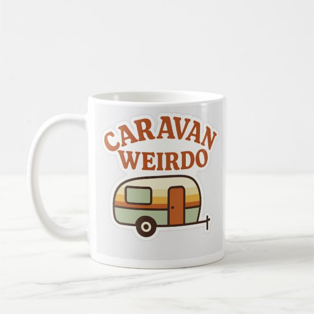 Caravan Weirdo Retro Camping Design Coffee Mug (Left)