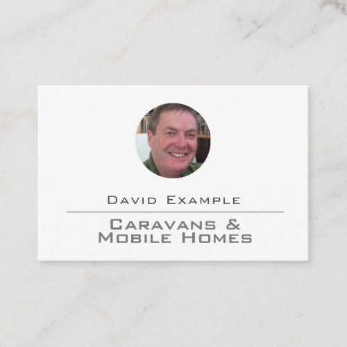 Caravans  Mobile Homes with Photo of Holder Business Card
