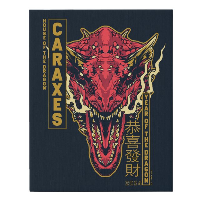 Caraxes Head Year of the Dragon | 恭喜發財 Faux Canvas Print (Front)