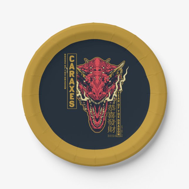 Caraxes Head Year of the Dragon | 恭喜發財 Paper Plates (Front)