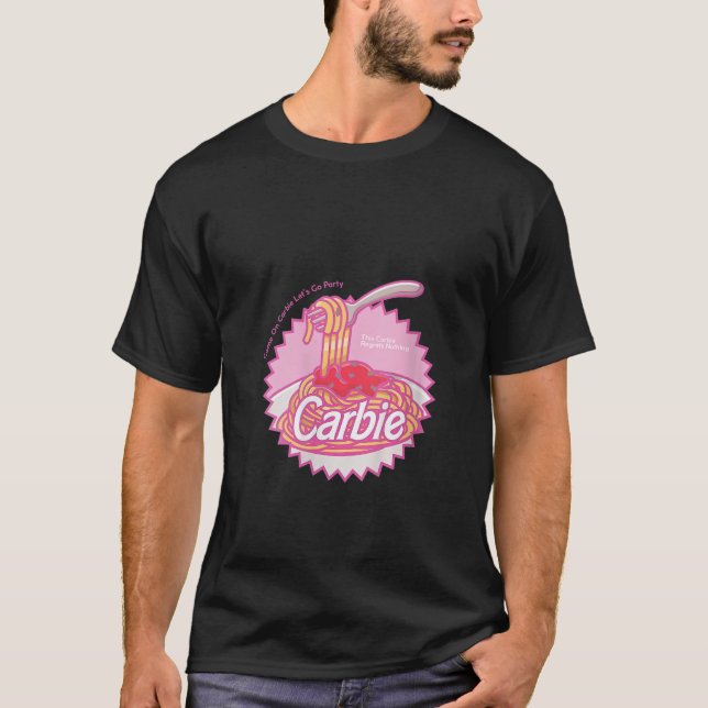 Carbie I Love Carbs Bread Pasta Pizza Retro Pink S T-Shirt (Front)