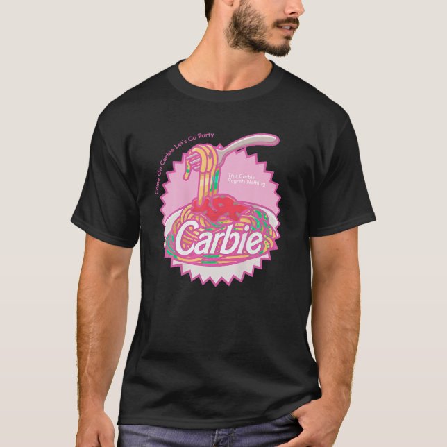 Carbie I Love Carbs Bread Pasta Pizza Retro Pink S T-Shirt (Front)