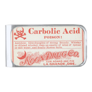 Carbolic Acid Poison Moon Drug La Grande Oregon Silver Finish Money Clip