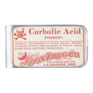 Carbolic Acid Poison Moon Drug La Grande Oregon Silver Finish Money Clip