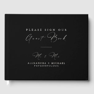 Carbon Black Elegant Minimal Wedding Guestbook