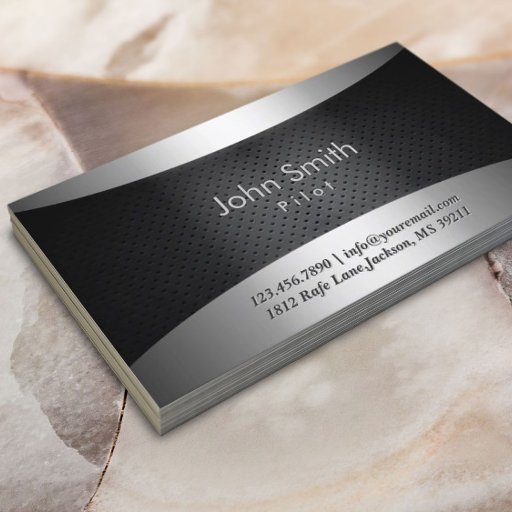 Customizable Carbon Black Pilot/Aviator Business Card