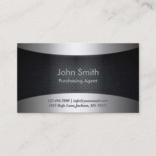 Customizable Carbon Black Purchasing Agent Business Card