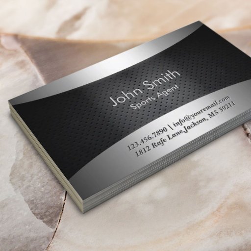 Customizable Carbon Black Sports Agent Business Card