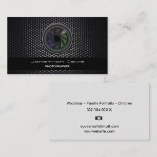 Carbon Design Photography Camera Aperture Lens Business Card