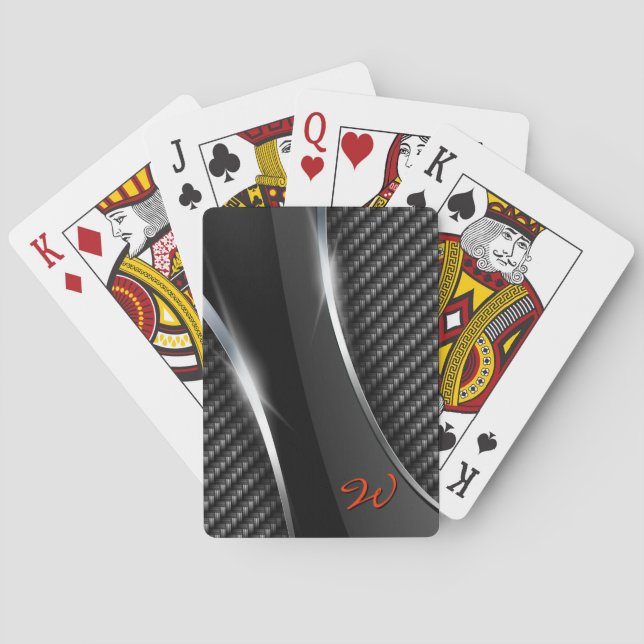 Carbon Fiber 3 Playing Cards (Back)