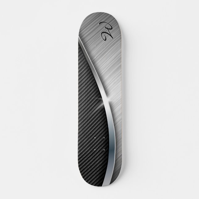 Carbon Fiber and Brushed Metal 4 Skateboard (Front)
