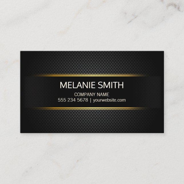 Carbon Fiber Background Yellow Lines Business Card (Front)
