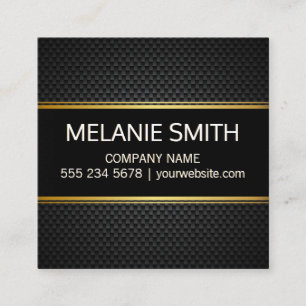 Carbon Fiber Background Yellow Lines Square Business Card
