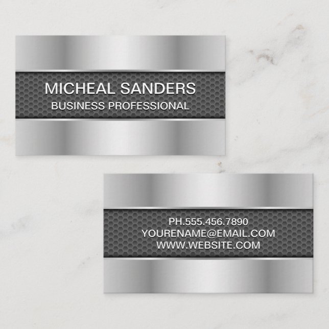 Carbon Fiber Black | Metallic Business Card (Front/Back)