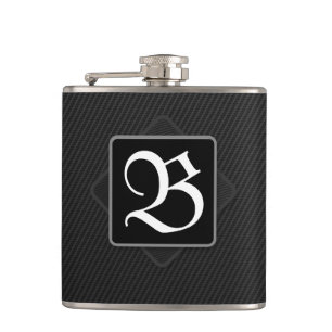 Carbon Fiber Black Monogram Drink Flask