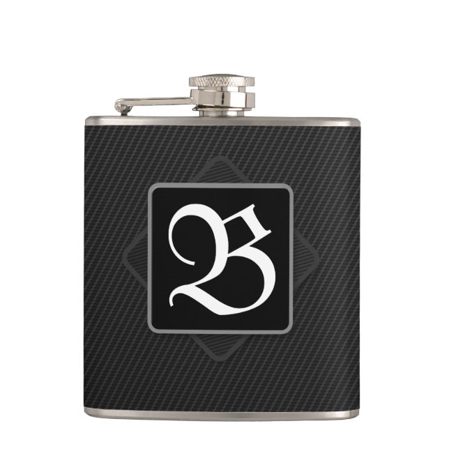 Carbon Fiber Black Monogram Drink Flask (Front)
