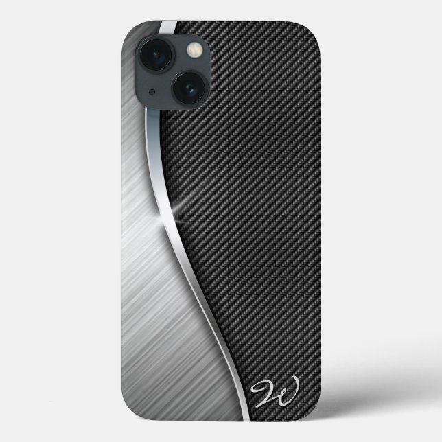 Carbon Fiber & Brushed Metal 4 Case-Mate iPhone Case (Back)