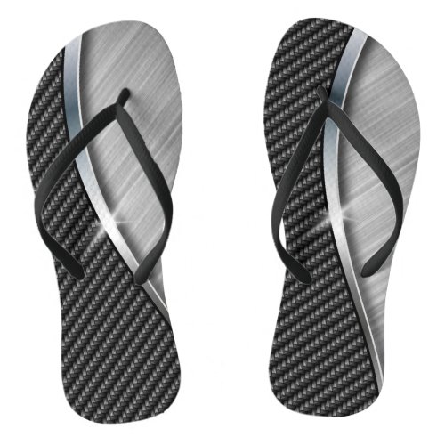 Carbon Fiber  Brushed Metal 4A Flip Flops