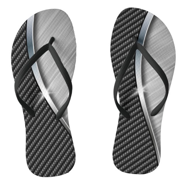 Carbon Fiber & Brushed Metal 4A Flip Flops (Footbed)