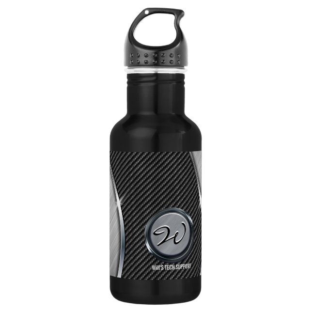 Carbon Fiber & Brushed Metal 4A Water Bottle (Front)