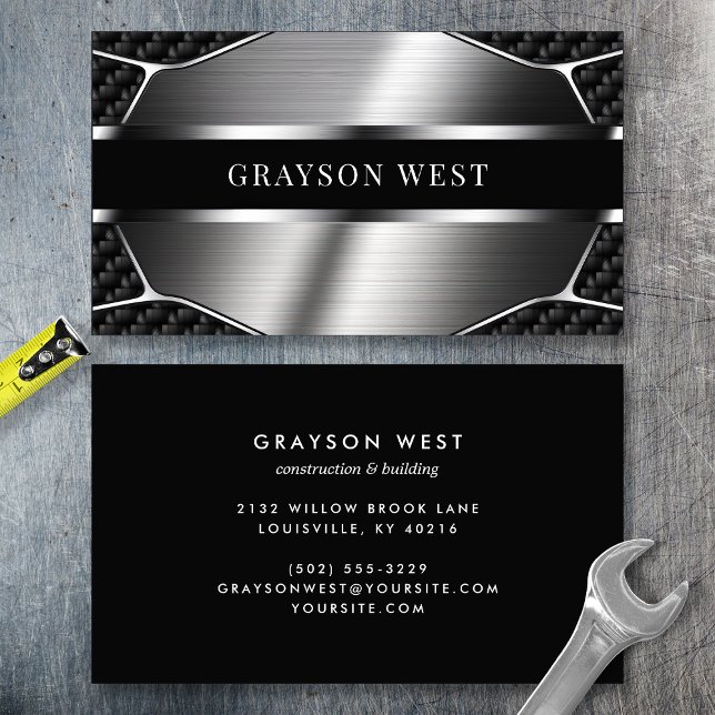 Carbon Fiber Brushed Metal Modern Business Card (Creator Uploaded)