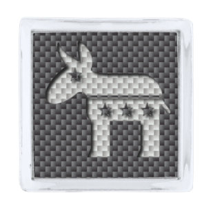 Carbon Fiber Donkey Democratic Party Symbol Silver Finish Lapel Pin