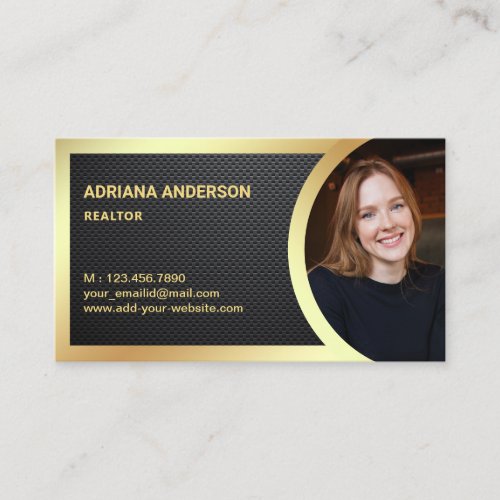 Carbon Fiber Gold Foil Real Estate Photo Realtor Business Card