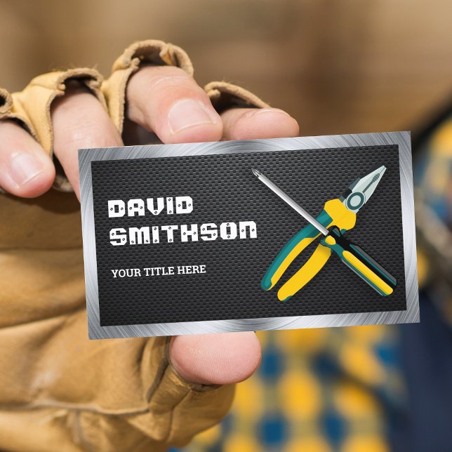 Carbon Fiber Handyman Repair Tools Electrician Business Card (Creator Uploaded)