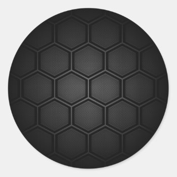 Carbon Fiber Hex Tiles Classic Round Sticker by SteelCrossGraphics at Zazzle