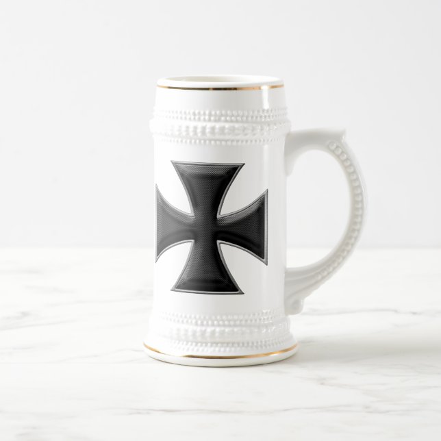 Carbon Fiber Iron Cross - Black Beer Stein (Right)