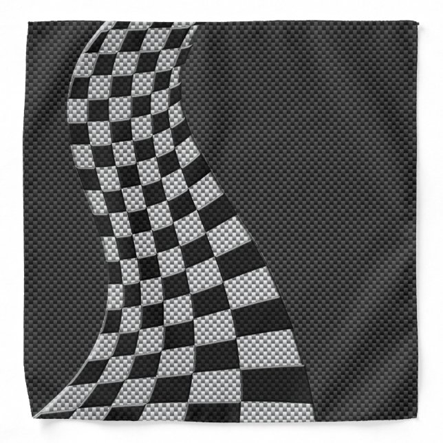 Carbon Fiber Like Racing Flag Wave Print Bandana (Front)