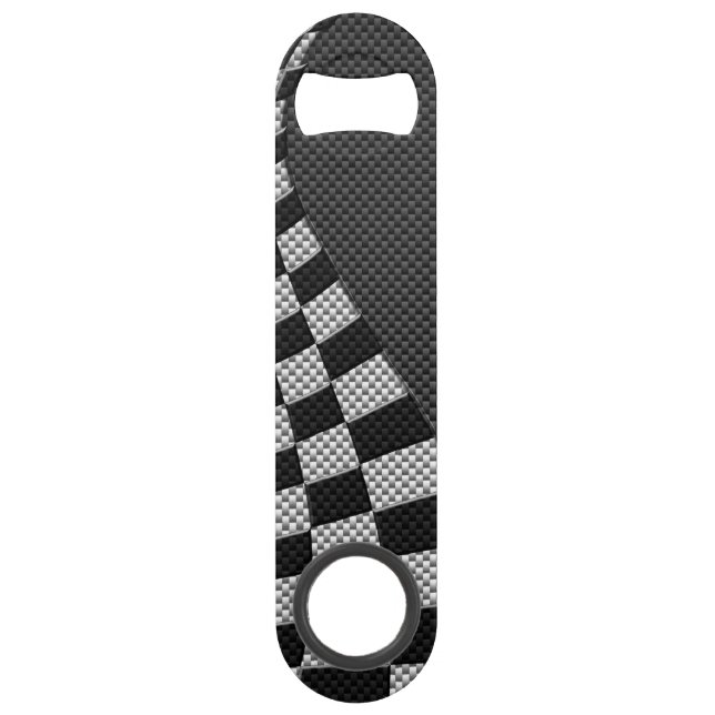 Carbon Fiber Like Racing Flag Wave Print Bar Key (Front)