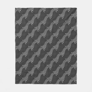 Carbon Fiber Like Racing Flag Wave Print Fleece Blanket