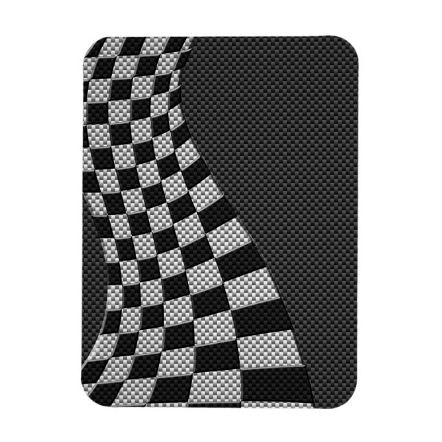 Carbon Fiber Like Racing Flag Wave Print Magnet (Vertical)