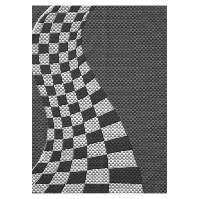 Carbon Fiber Like Racing Flag Wave Print Tablecloth (Front)