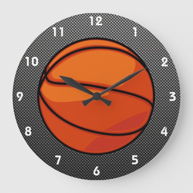 Carbon Fiber look Basketball Large Clock (Front)
