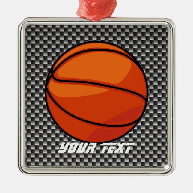 Carbon Fiber look Basketball Metal Ornament (Front)