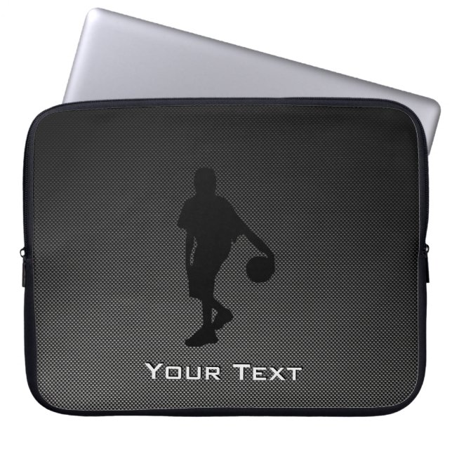 Carbon Fiber look Basketball Player Laptop Sleeve (Front)