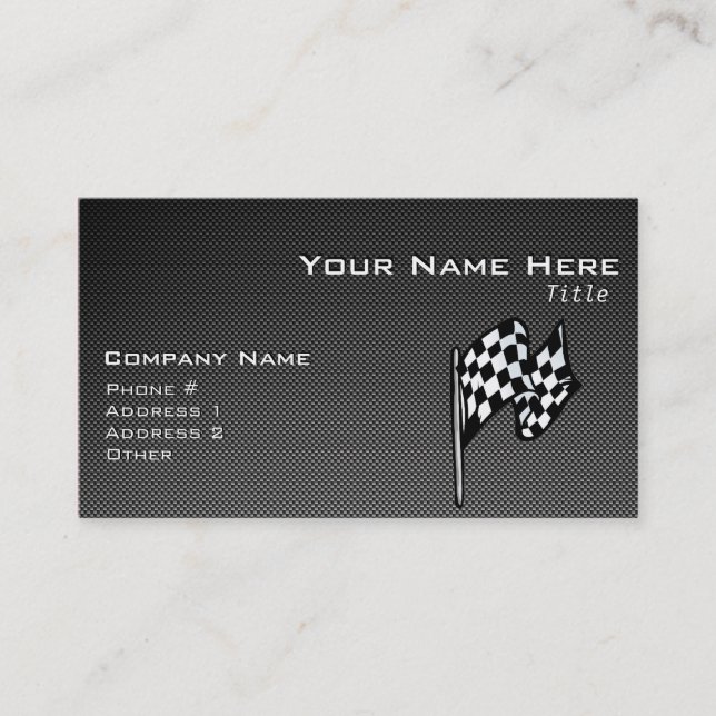 Carbon Fiber look Checkered Flag Business Card (Front)
