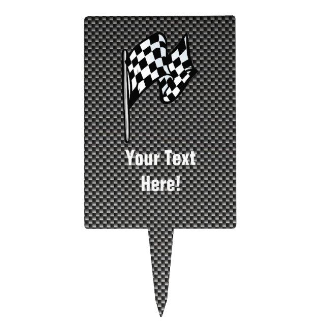 Carbon Fiber look Checkered Flag Cake Topper (Front)
