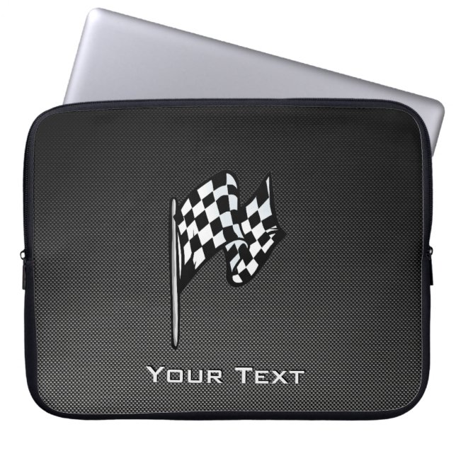 Carbon Fiber look Checkered Flag Laptop Sleeve (Front)