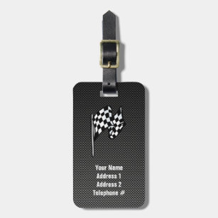 Carbon Fiber look Checkered Flag Luggage Tag