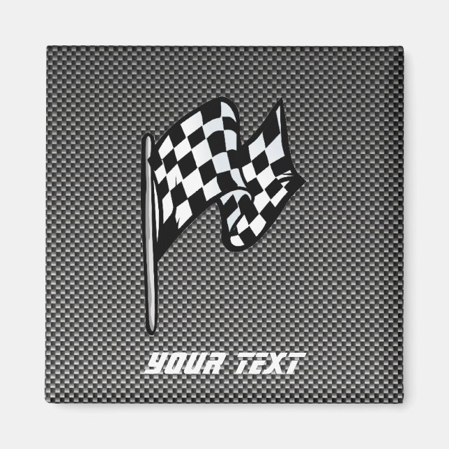 Carbon Fiber look Checkered Flag Magnet (Front)