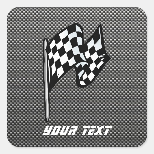 Carbon Fiber look Checkered Flag Square Sticker (Front)
