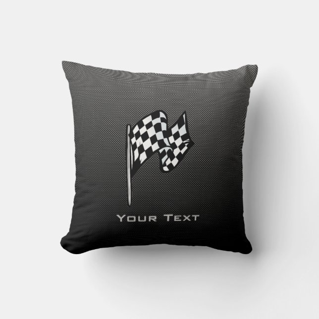 Carbon Fiber look Checkered Flag Throw Pillow (Front)
