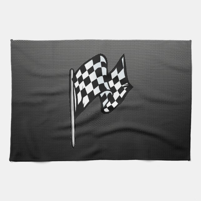 Carbon Fiber look Checkered Flag Towel (Horizontal)