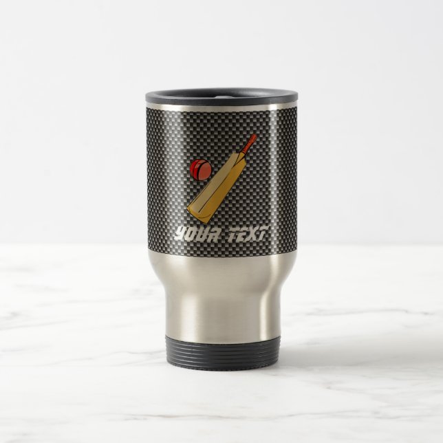 Carbon Fiber look Cricket Travel Mug (Center)