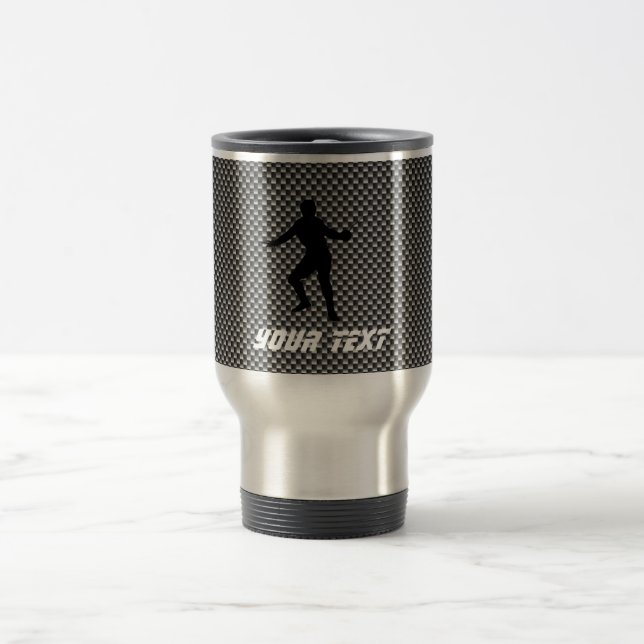 Carbon Fiber look Fencing Silhouette Travel Mug (Center)